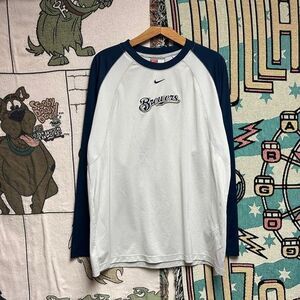 Vintage 90's Nike Milwaukee Brewers Center Swoosh Embroidered Long Sleeve